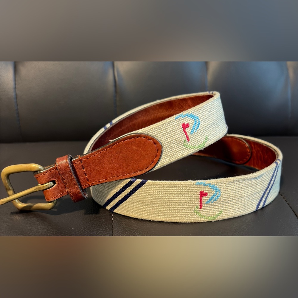 Kiawah Island River Course Smathers & Branson Needlepoint Ocean Golf Belt 30